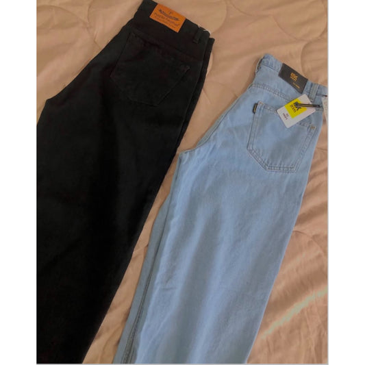 Pack of 2 wide leg jeans sky / black