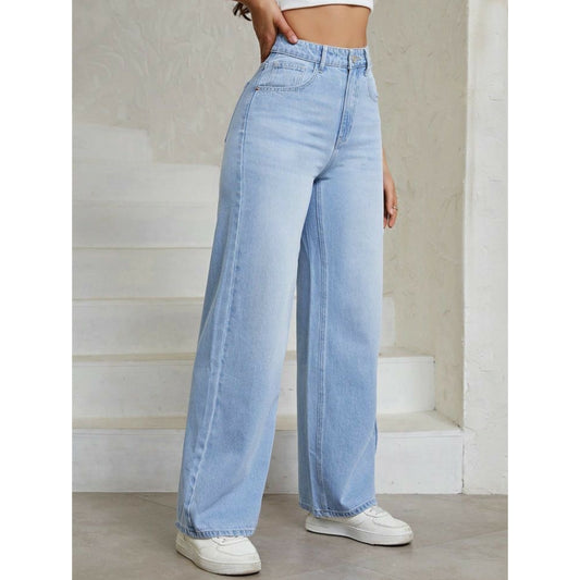 Aqua blue wide leg jeans