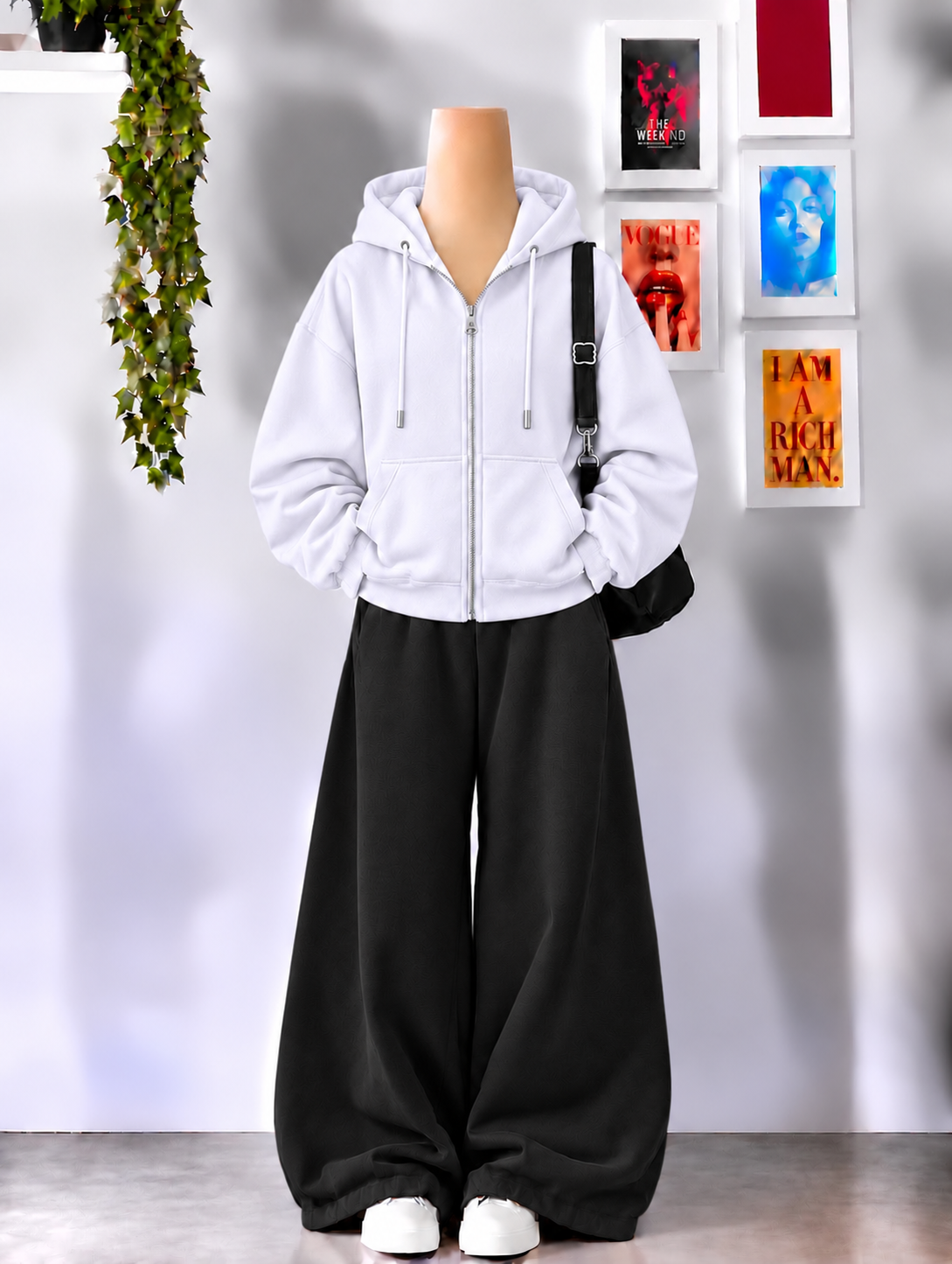 White Zipper With Black Flapper Tracksuit