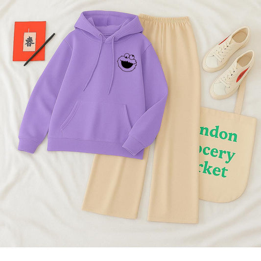 Lilac hoodie Smiley beige Flapper Tracksuit