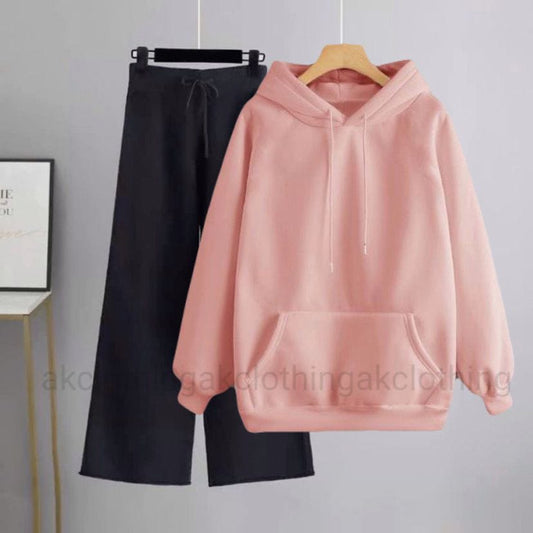 Pink Hoodie Black Flapper Tracksuit