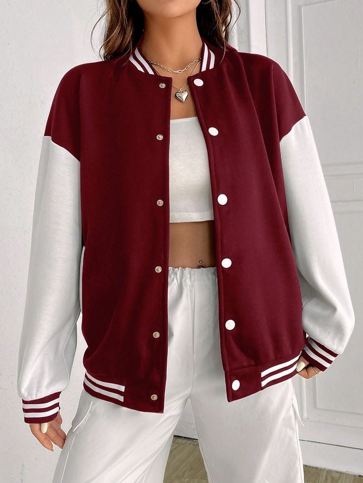 Maroon varesity jacket