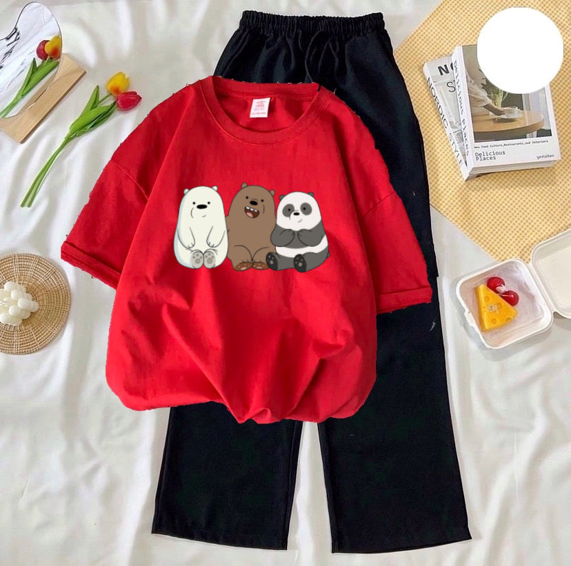 3 bear red black flapper summer tracksuit