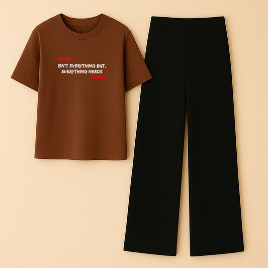 Money isnt every thing Brown Black flapper summer tracksuit