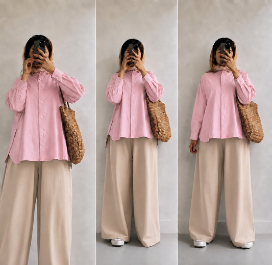 Pink button down with Skin  Flapper Cordset
