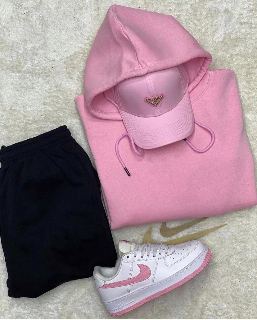 Pink Hoodie Black Trouser Tracksuit