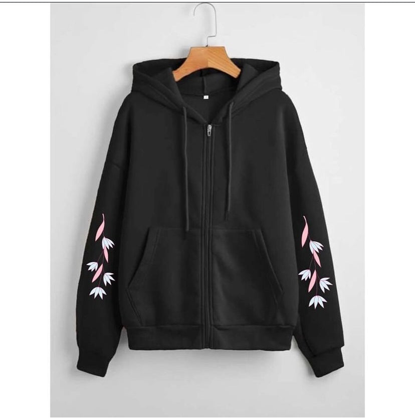 Zip-Up Hoodie Black Multisleeves