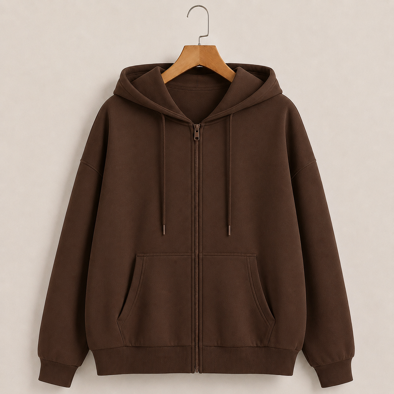 Brown Zipper Hoodie