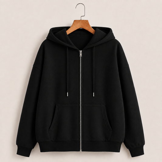 Black Zipper Hoodie