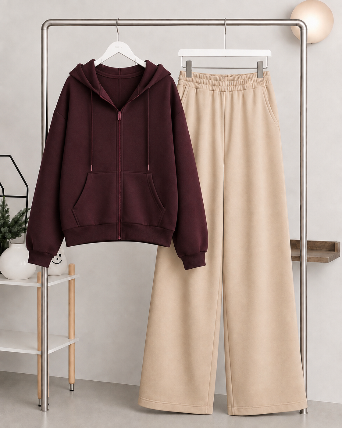 Maroon Zipper Hoodie with  Skin Flapper Trouser Tracksuit