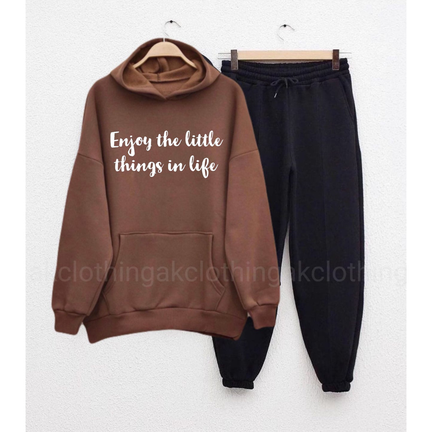 Enjoy the little thing Brown hoodie Black Trouser