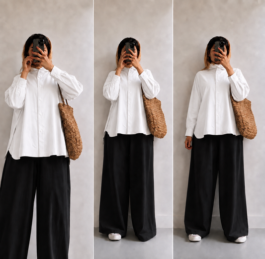 White button down with  Black Flapper Cordset