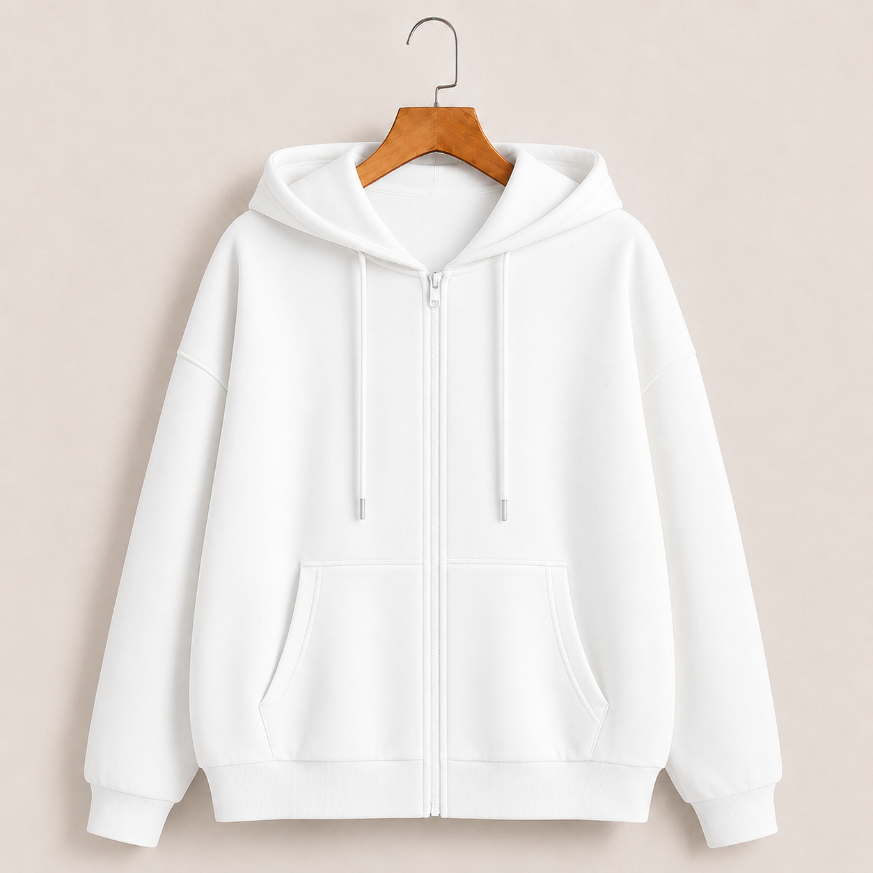 White Zipper Hoodie