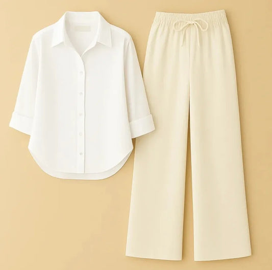White Button Down with Skin Flapper Cordset