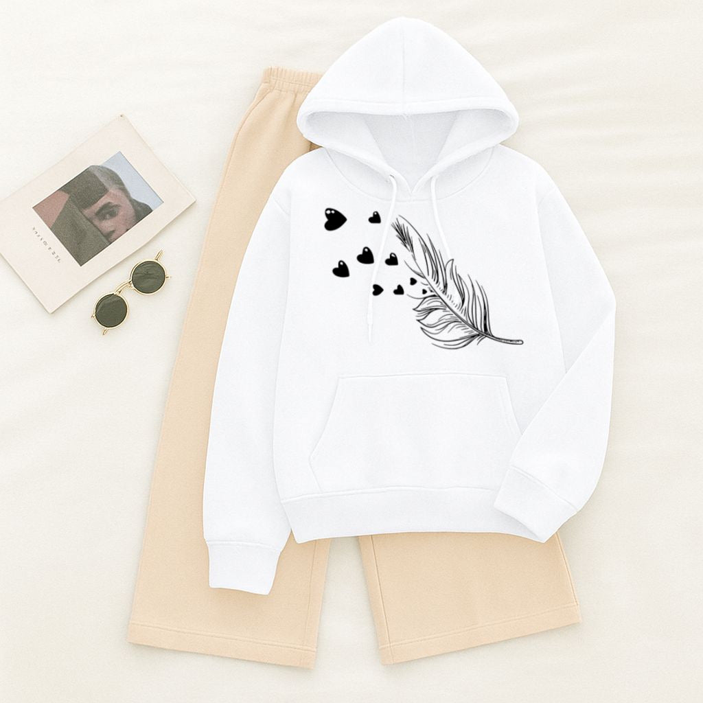 Feather heart White Beige Flapper Tracksuit