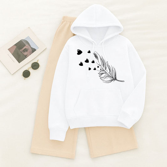 Feather heart White Beige Flapper Tracksuit