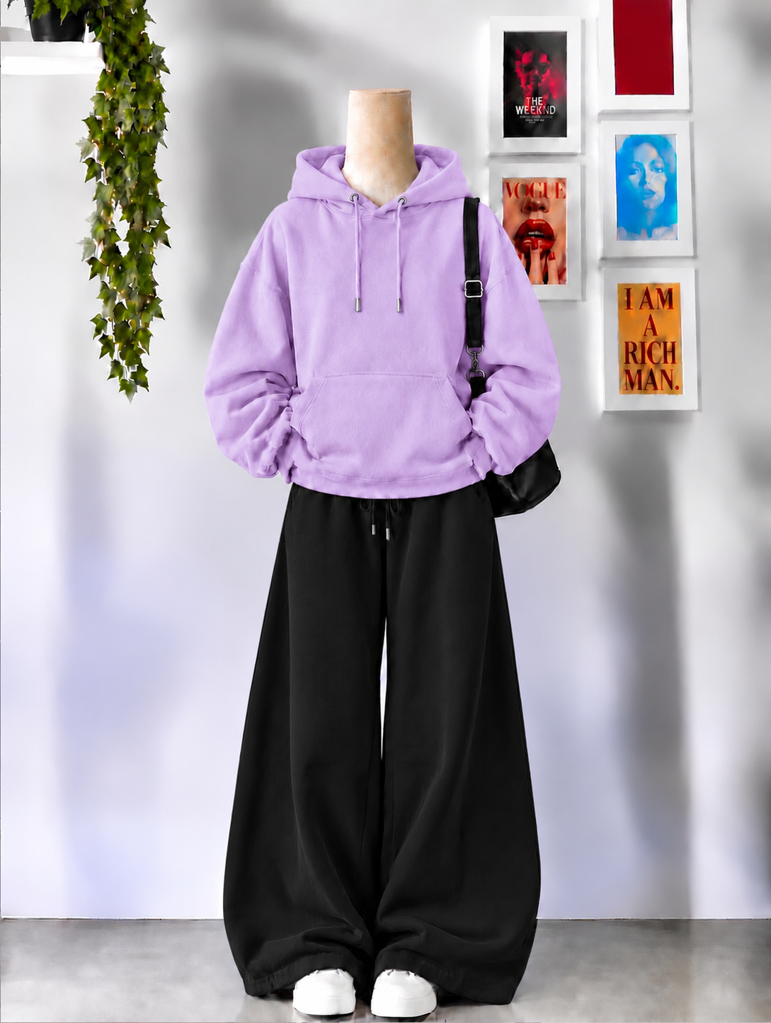 Lilac Hoodie With Black Flapper Tracksuit