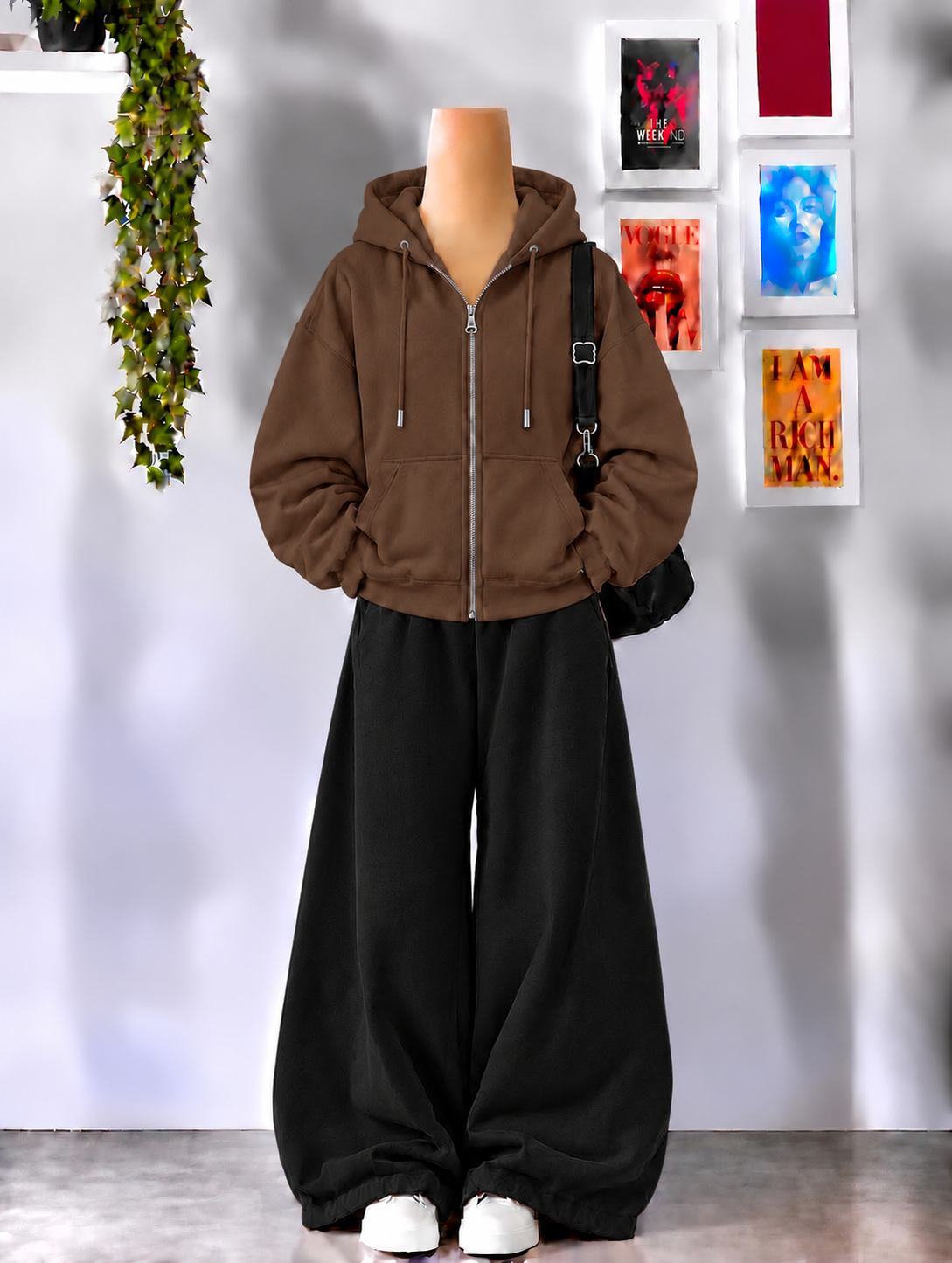 Brown Zipper With Black Flapper Tracksuit