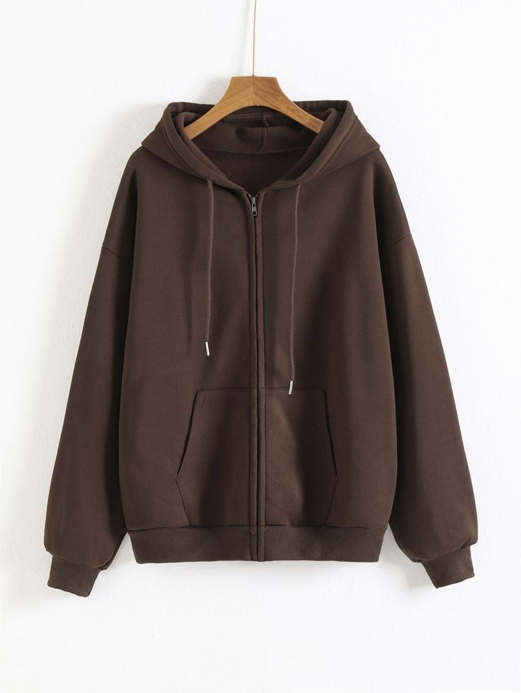 Brown zipper hoodie – Classic Cozy Style