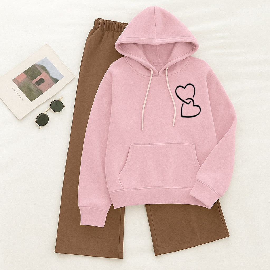 Twin heart pink Brown Flapper Tracksuit