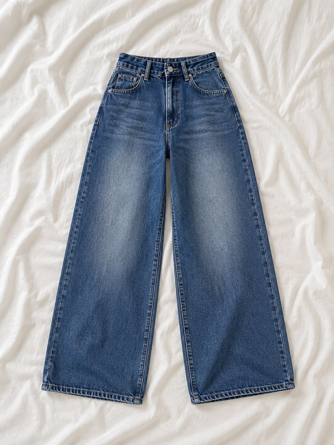 Shaded Mid Blue Wide leg jeans