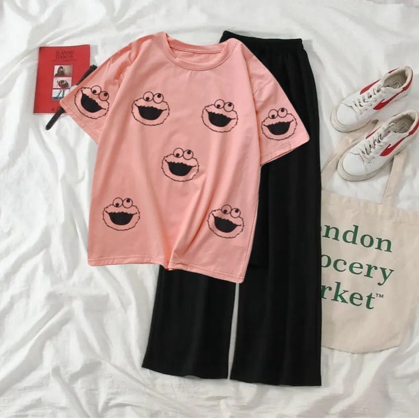 Smileys pink black Summer Flapper Tracksuit