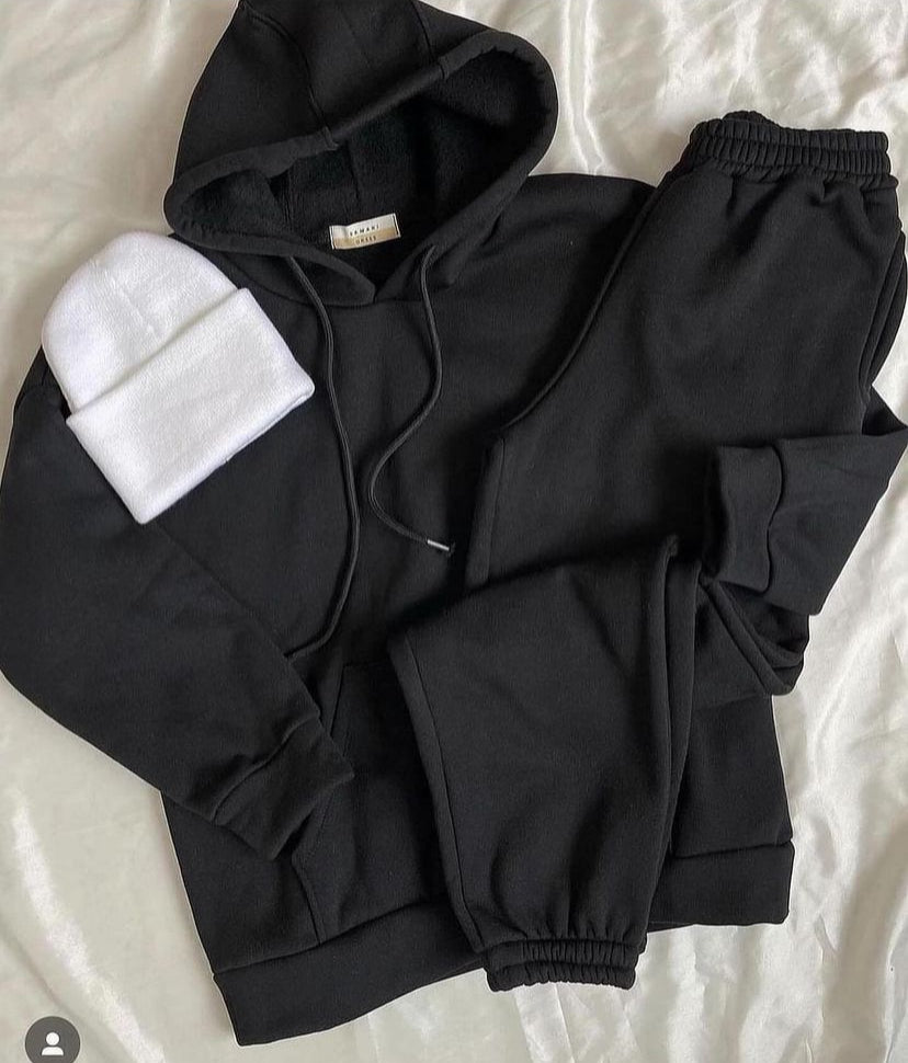 Black Hoodie Trouser Tracksuit