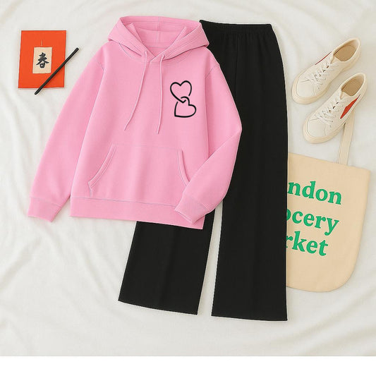 Twin heart Pink Black Flapper Tracksuit