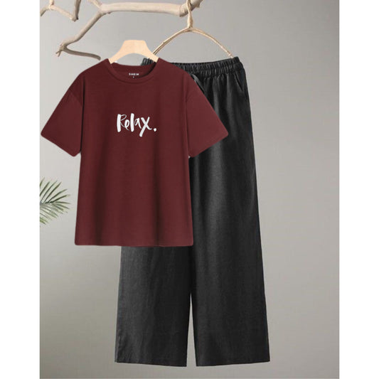 Relax mid maroon black flapper summer tracksuit