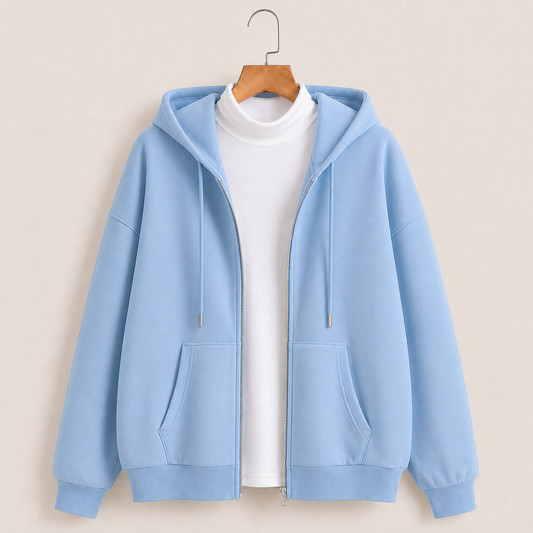 Sky zipper hoodie with Highneck