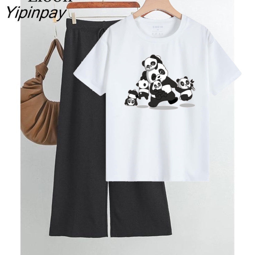 Pandafamily White Black flapper summer tracksuit