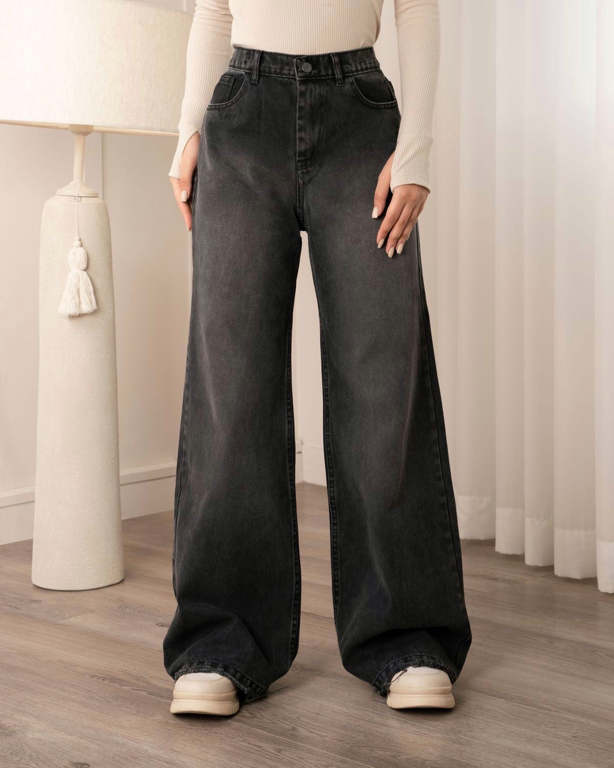 Charcoal wide leg jeans