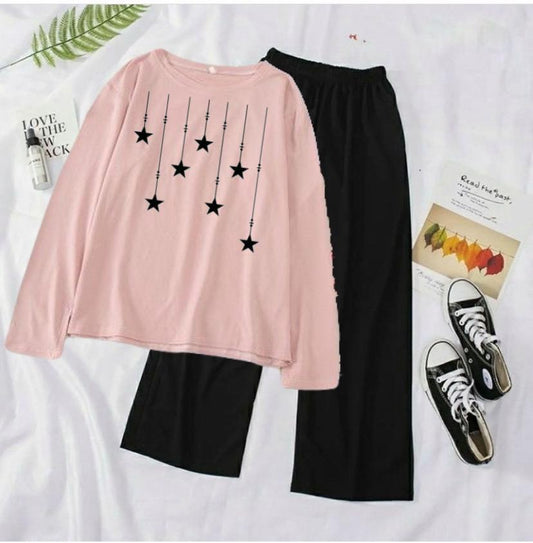 Stars Pink Full Black Flapper Summer Tracksuit