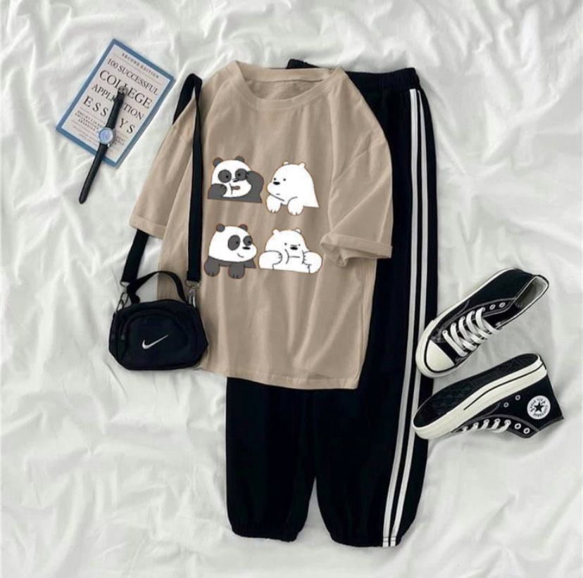 Four Bear Skin Black Strip Trouser Summer Tracksuit