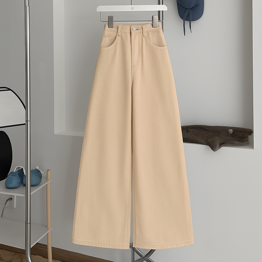 Beige wide leg jeans