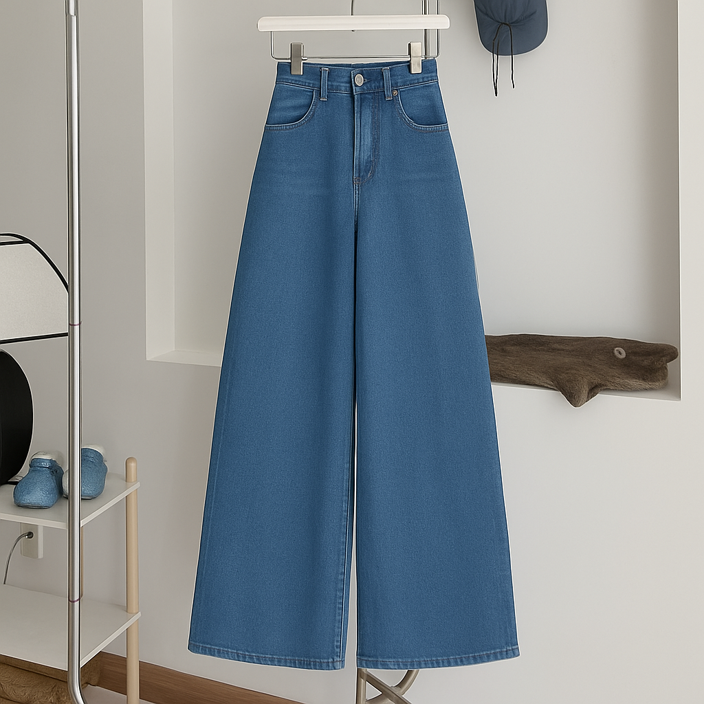 Mid blue wide leg jeans