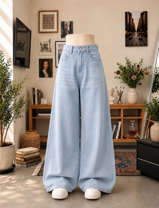 Shaded Sky blue Wide leg jeans