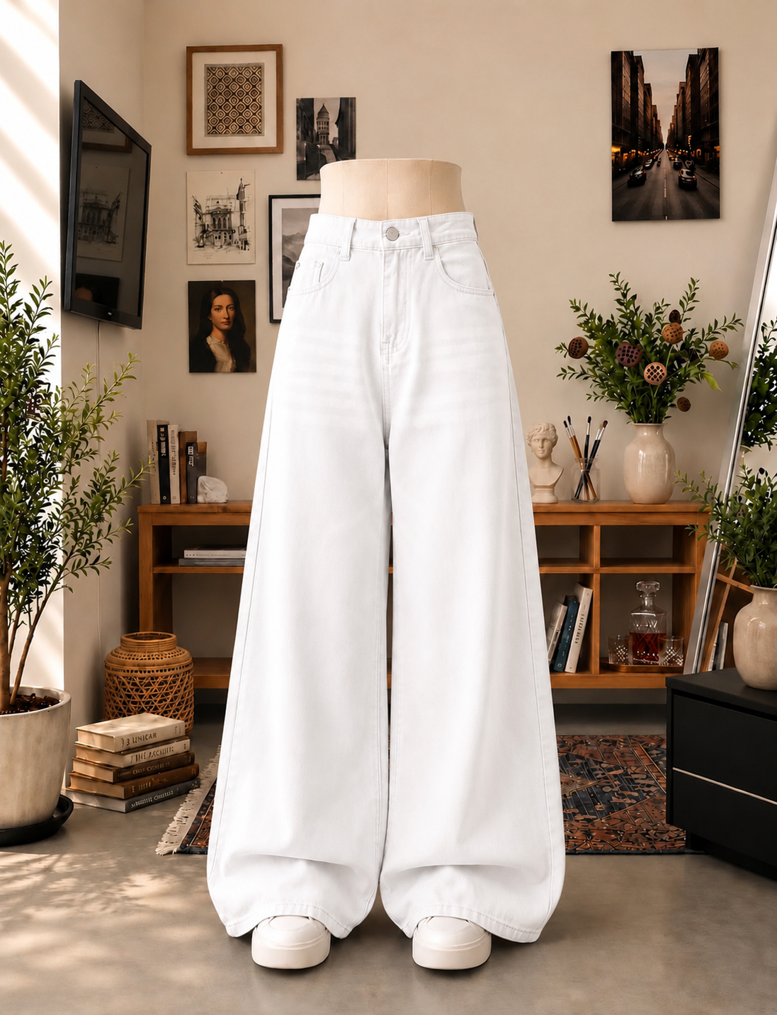 Shaded white  Wide leg jeans